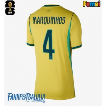 Brazilia Marquinhos #4 Echipament de Fotbal Replică Mondial 2026 Femei Acasa
